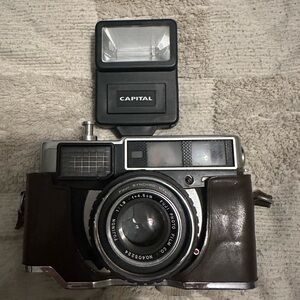 Vintage Camera with Flash - Brown and Black